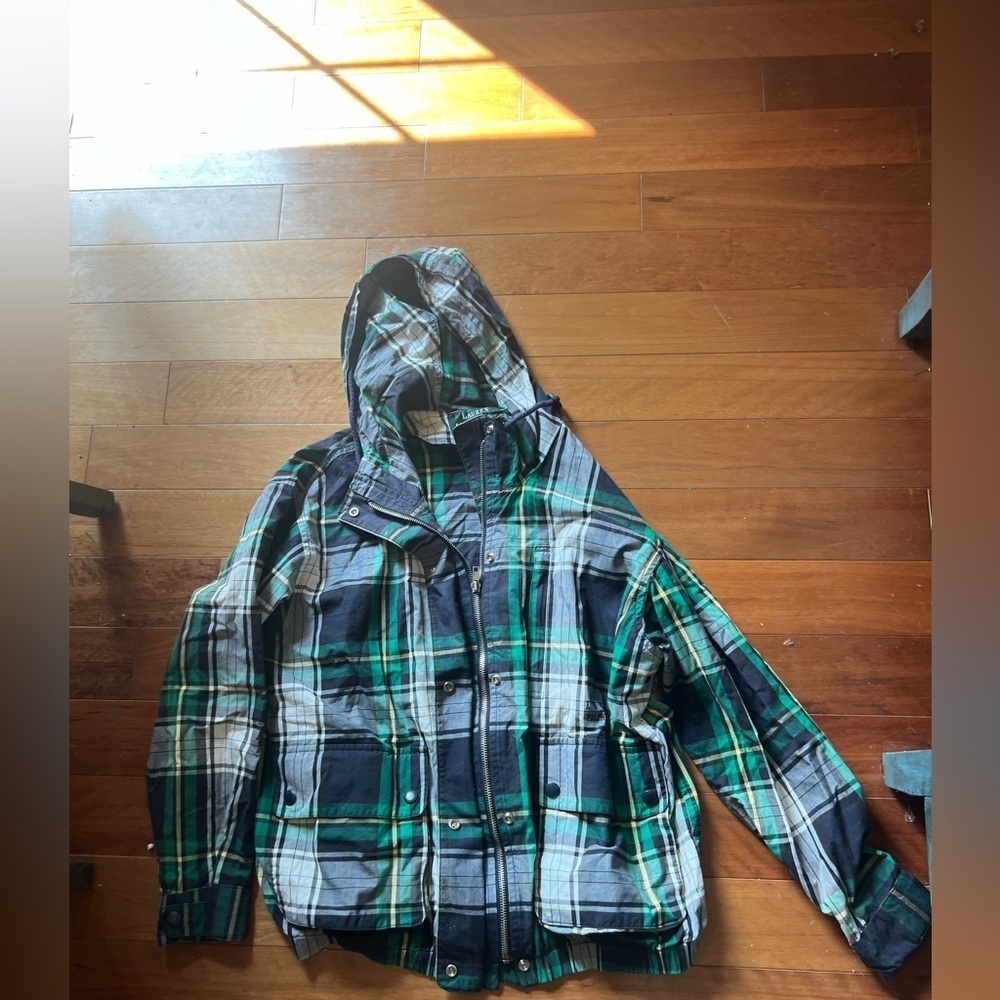 Ralph Lauren Rain Goodie Green Plaid. Size Petite Small